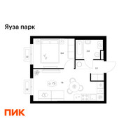 Планировка однокомнатной(квартира) площадью 32.4 квадратных метров в “ЖК Яуза Парк (Мытищи)”