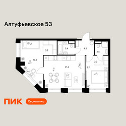 Планировка двухкомнатной(квартира) площадью 60.1 квадратных метров в ЖК “ЖК Алтуфьевское 53”