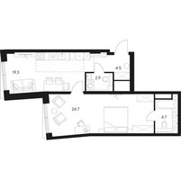 Планировка однокомнатной(квартира) площадью 56.1 квадратных метров в “ЖК Нексус от Аквилон”