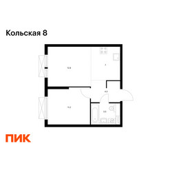 Планировка однокомнатной(квартира) площадью 39 квадратных метров в ЖК “ЖК Кольская 8”