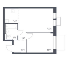Планировка однокомнатной(квартира) площадью 40.83 квадратных метров в “ЖК Молжаниново”