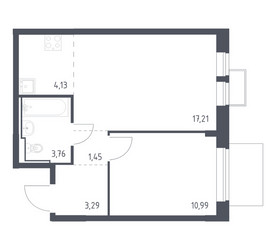 Планировка однокомнатной(квартира) площадью 40.83 квадратных метров в ЖК “ЖК Молжаниново”