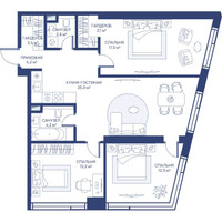 Планировка трехкомнатной(квартира) площадью 82.2 квадратных метров в “ЖК Свет”