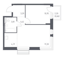 Планировка однокомнатной(квартира) площадью 41.53 квадратных метров в “ЖК Рублевский Квартал”