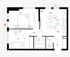 Планировка двухкомнатной(квартира) площадью 48.1 квадратных метров в “ЖК Томилинский бульвар”