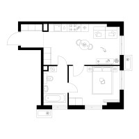 Планировка однокомнатной(квартира) площадью 39 квадратных метров в “Квартал Мит”