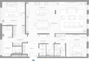 Планировка двухкомнатной(квартира) площадью 162.9 квадратных метров в “ЖК Николь”