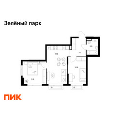 Планировка двухкомнатной(квартира) площадью 50.2 квадратных метров в ЖК “ЖК Зеленый парк”