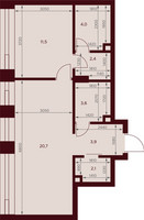 Планировка однокомнатной(квартира) площадью 48.2 квадратных метров в “ЖК Дом 7 Даниловский”