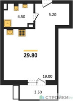 Планировка студии(квартира) площадью 29.8 квадратных метров в “Павлово 3”