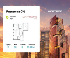 Планировка трехкомнатной(квартира) площадью 76.2 квадратных метров в “ЖК УЛЬТИМА Сити”