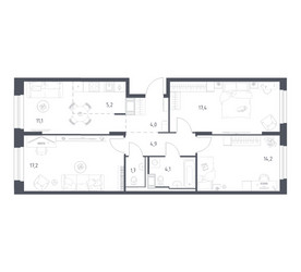 Планировка трехкомнатной(квартира) площадью 79.3 квадратных метров в ЖК “ЖК Мытищи Парк”