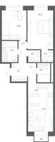 Планировка трехкомнатной(квартира) площадью 65.9 квадратных метров в “ЖК Равновесие”
