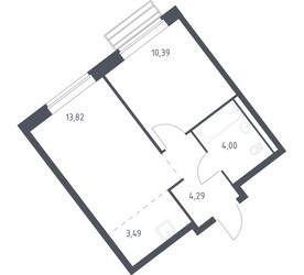 Планировка однокомнатной(квартира) площадью 35.5 квадратных метров в ЖК “ЖК Рублевский Квартал”