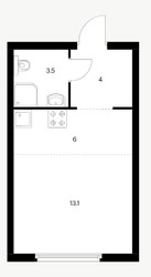 Планировка студии(квартира) площадью 26.6 квадратных метров в ЖК “ЖК Барклая 6”