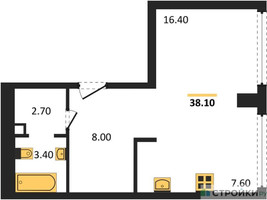 Планировка студии(квартира) площадью 37.4 квадратных метров в “ЖК River Park Кутузовский (Ривер Парк Тауэрс)”