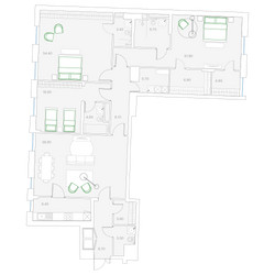 Планировка трехкомнатной(квартира) площадью 188.7 квадратных метров в ЖК “ЖК Клубный дом Duo (Дуо)”