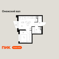 Планировка однокомнатной(квартира) площадью 30.5 квадратных метров в “ЖК Онежский вал”