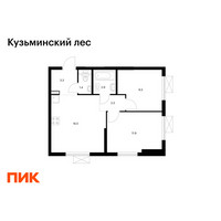 Планировка двухкомнатной(квартира) площадью 47.6 квадратных метров в “ЖК Кузьминский лес”