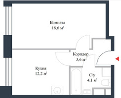 Планировка однокомнатной(квартира) площадью 38.5 квадратных метров в “ЖК Ривер Парк Коломенский”