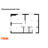 Планировка двухкомнатной(квартира) площадью 49.4 квадратных метров в “ЖК Кузьминский лес”