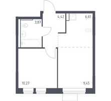 Планировка однокомнатной(квартира) площадью 34.62 квадратных метров в “ЖК Молжаниново”