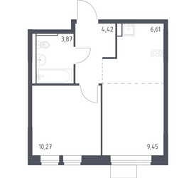 Планировка однокомнатной(квартира) площадью 34.62 квадратных метров в ЖК “ЖК Молжаниново”