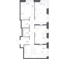 Планировка трехкомнатной(квартира) площадью 72.11 квадратных метров в “ЖК Квартал Строгино”