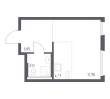 Планировка студии(квартира) площадью 25.4 квадратных метров в “ЖК Новое Внуково”