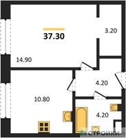 Планировка однокомнатной(квартира) площадью 37.3 квадратных метров в “Жилые кварталы Белый Град”