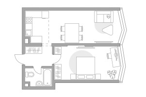 Планировка однокомнатной(квартира) площадью 52.18 квадратных метров в “ЖК MYPRIORITY Mnevniki (Май Приорити Мневники)”