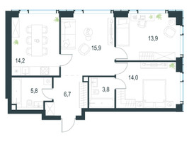 Планировка трехкомнатной(квартира) площадью 75.3 квадратных метров в “ЖК Левел Мичуринский”