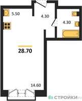Планировка студии(квартира) площадью 28.7 квадратных метров в “Лесная Коллекция”