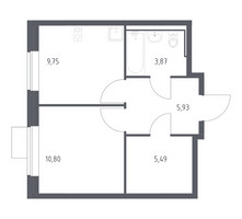 Планировка однокомнатной(квартира) площадью 35.84 квадратных метров в “ЖК Молжаниново”