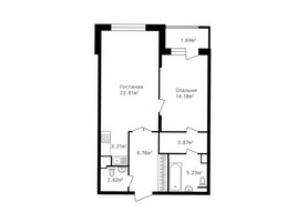 Планировка двухкомнатной(квартира) площадью 61.9 квадратных метров в “ЖК Клубный дом Точка отсчета”