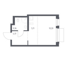 Планировка студии(квартира) площадью 22.84 квадратных метров в “ЖК Новое Внуково”