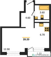 Планировка студии(квартира) площадью 28.2 квадратных метров в “ЖК Новая Щербинка”