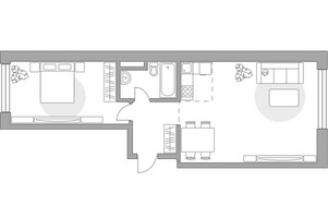 Планировка двухкомнатной(квартира) площадью 61.54 квадратных метров в “ЖК Басманный от Гранель”