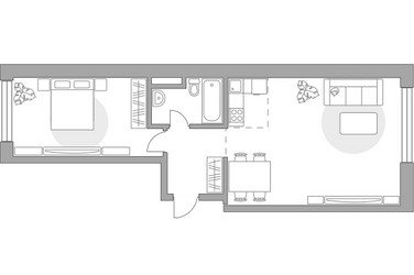 Планировка двухкомнатной(квартира) площадью 61.54 квадратных метров в ЖК “ЖК Басманный от Гранель”