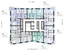 Планировка однокомнатной(квартира) площадью 56.43 квадратных метров в “СберСити в Рублево-Архангельском”