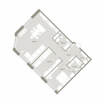 Планировка трехкомнатной(апартаменты) площадью 93.53 квадратных метров в “ЖК D'ORO MILLE (Доро Милле)”