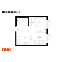 Планировка однокомнатной(квартира) площадью 35 квадратных метров в “ЖК Ярославский”