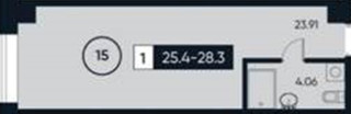 Планировка студии(апартаменты) площадью 25.7 квадратных метров в “ЖК 3215”