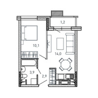 Планировка однокомнатной(квартира) площадью 32.1 квадратных метров в “ЖК Квартал Светлый”