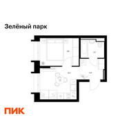 Планировка однокомнатной(квартира) площадью 28.4 квадратных метров в “ЖК Зеленый парк”
