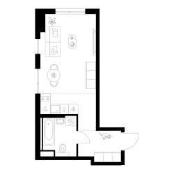 Планировка студии(квартира) площадью 30.1 квадратных метров в ЖК “Квартал Мит”