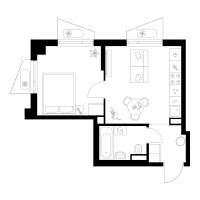 Планировка однокомнатной(квартира) площадью 33 квадратных метров в “ЖК Онежский вал”