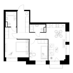 Планировка двухкомнатной(квартира) площадью 58.7 квадратных метров в ЖК “ЖК Онежский вал”