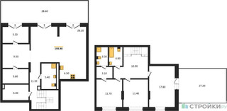 Планировка трехкомнатной(квартира) площадью 193.9 квадратных метров в “ЖК Квартал Метроном”