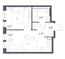 Планировка однокомнатной(квартира) площадью 32.39 квадратных метров в “ЖК Квартал Авиаторов”